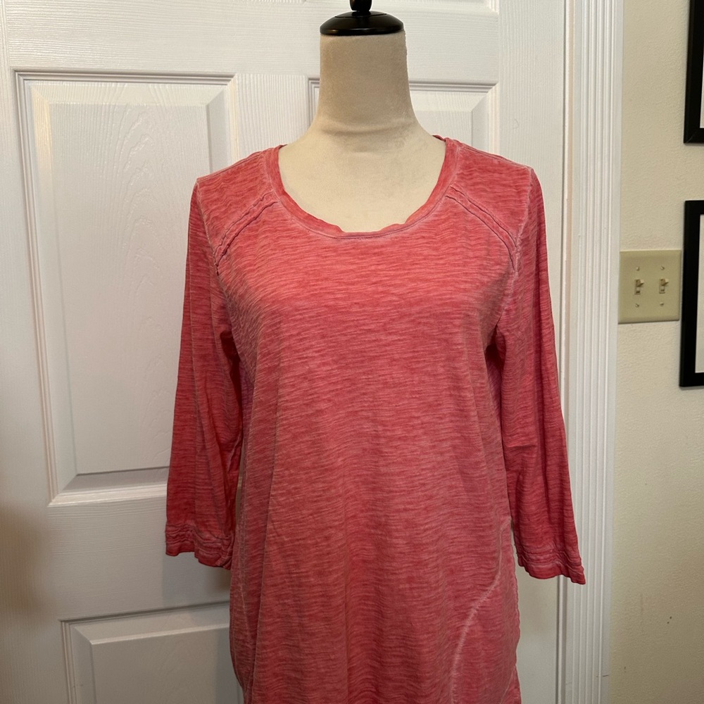 LOGO by Lori Goldstein Coral Top with 3/4 Sleeve